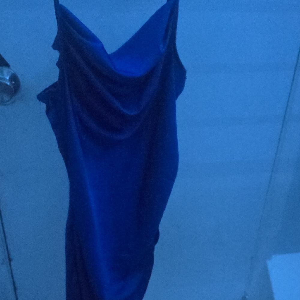 SHEIN Royal Blue Satin Cowl Neck Slip Dress